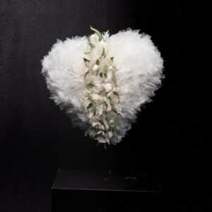 Sizoweb Wandschmuck mit Trockenmaterialien in Weiss – Handgefertigte Wanddekoration