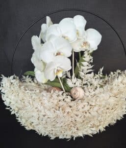 Orchidee filigran in Drahtring eingearbeitet von Stielecht